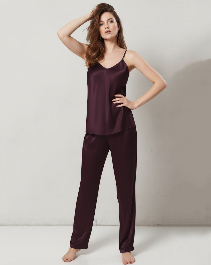 cami silk pajama-purple